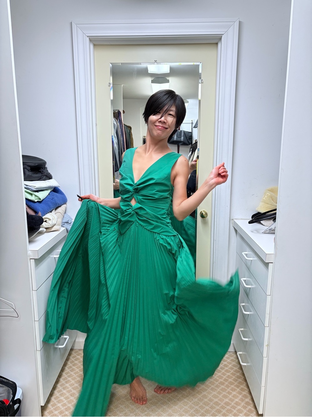 NWOT Simkhai Vivianne Cotton Maxi Dress in Green, Size US 6